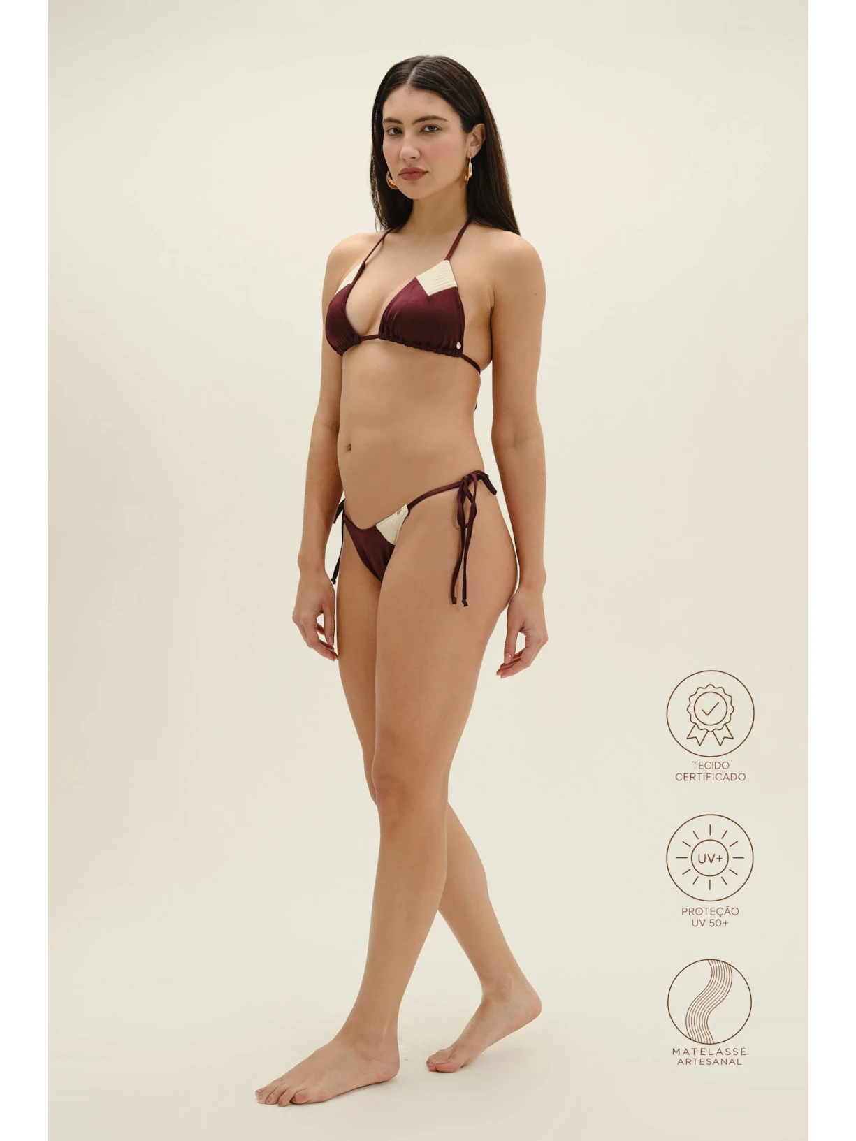 Top Triângulo Contour Cabernet Vermelho Suntime