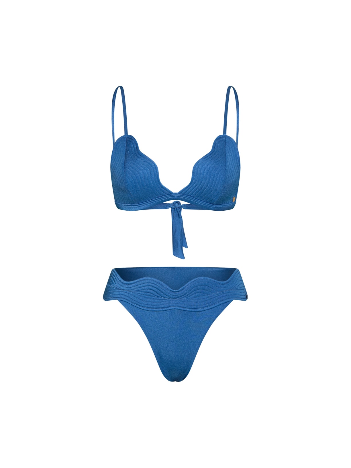 top triângulo em matelassê orla azul Suntime