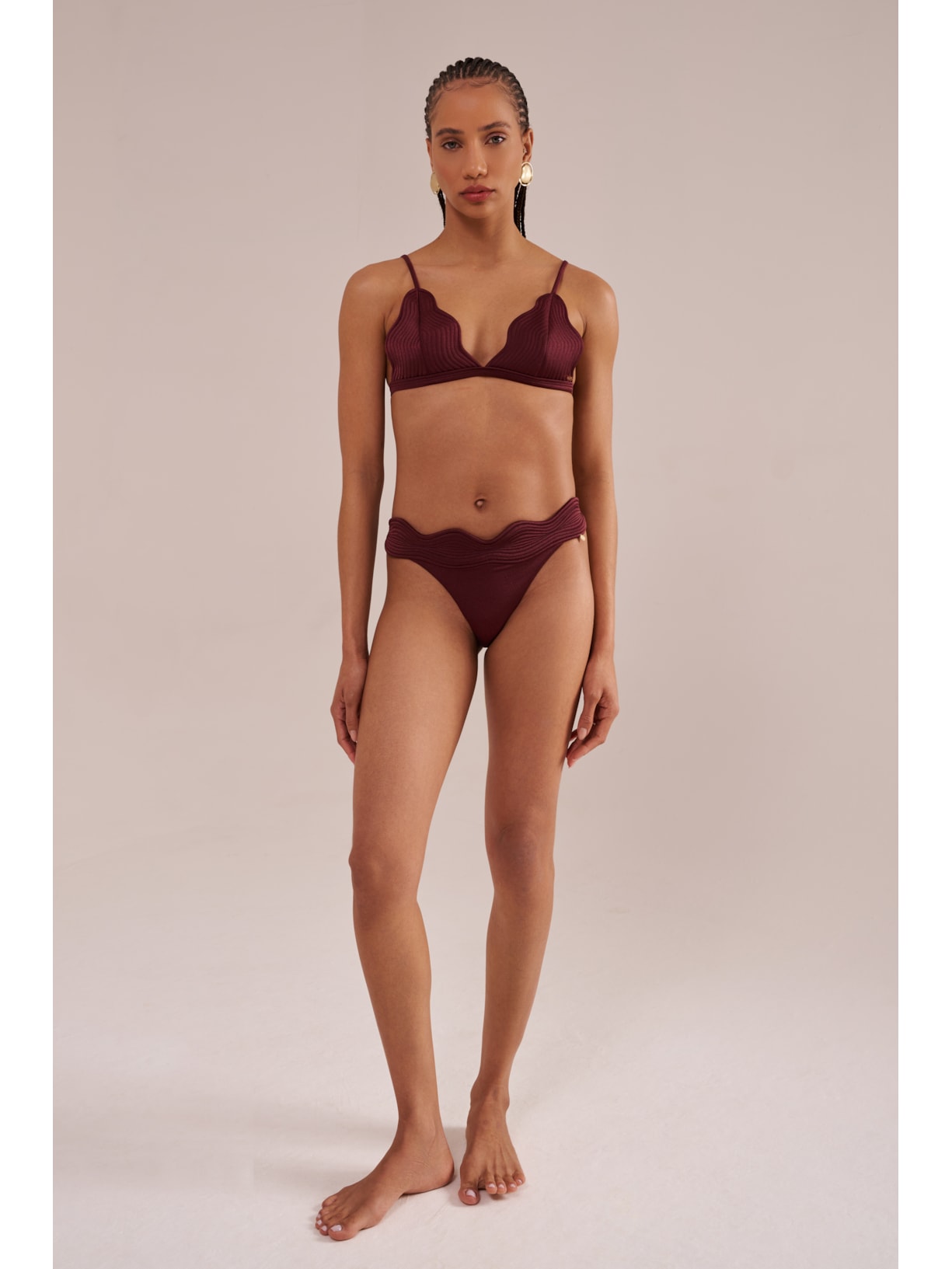 top triângulo em matelassê orla cabernet Suntime