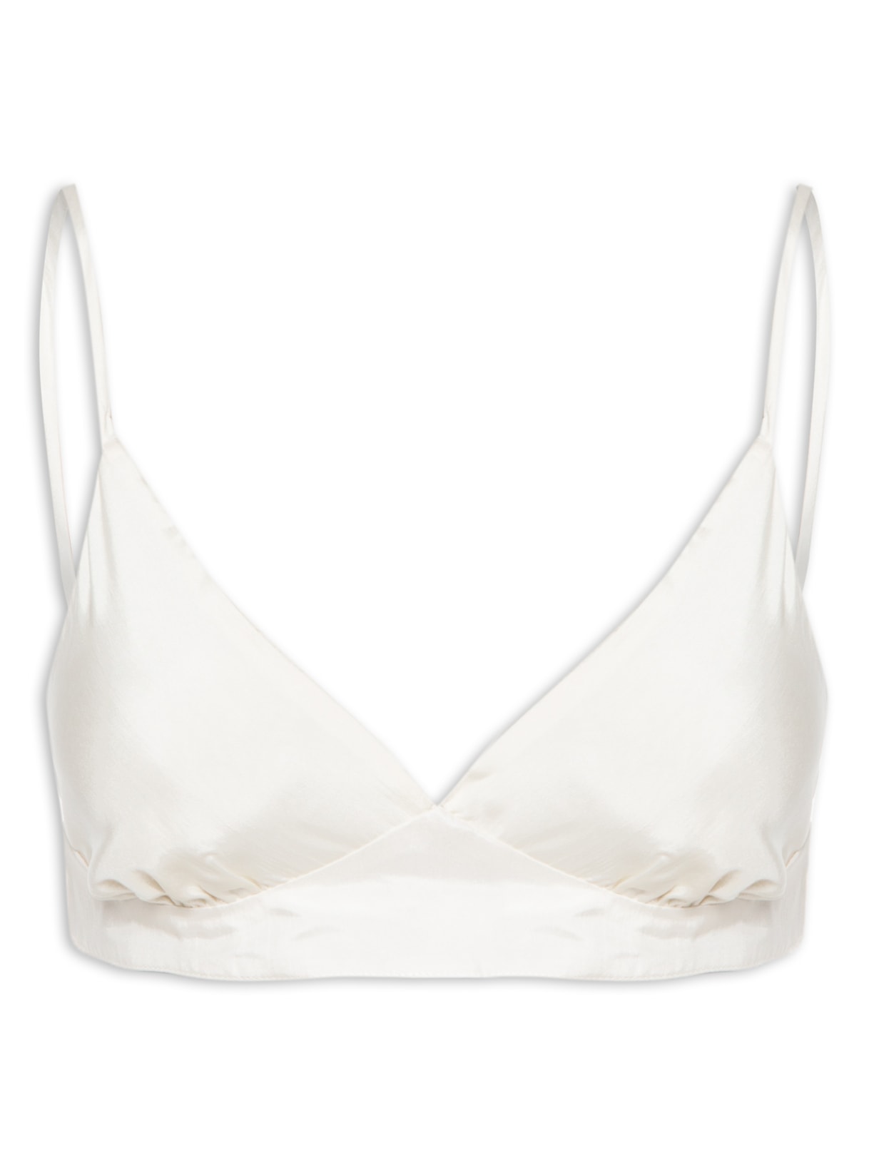 Top Triângulo Em Seda Pura - Off White