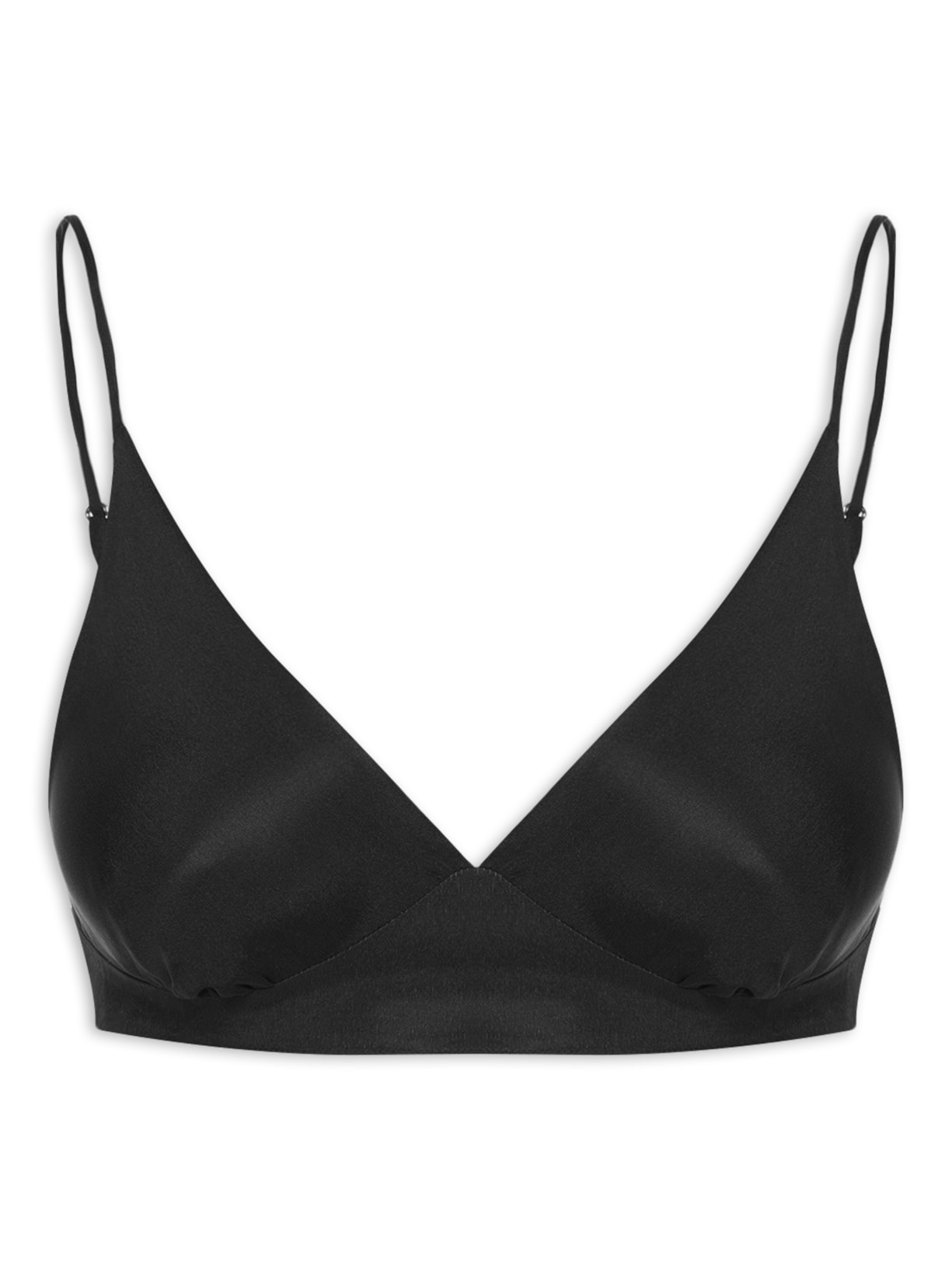 Top Triângulo Em Seda Pura - Preto