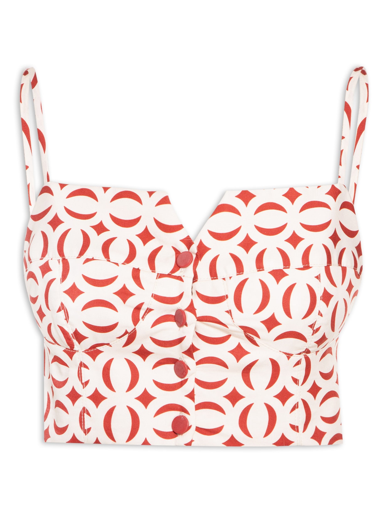 Top Tricoline Estampa Cobogós - Vermelho