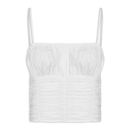 Top Tricoline Franzido - Branco