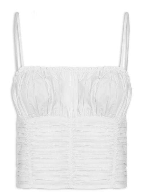 Top Tricoline Franzido - Branco