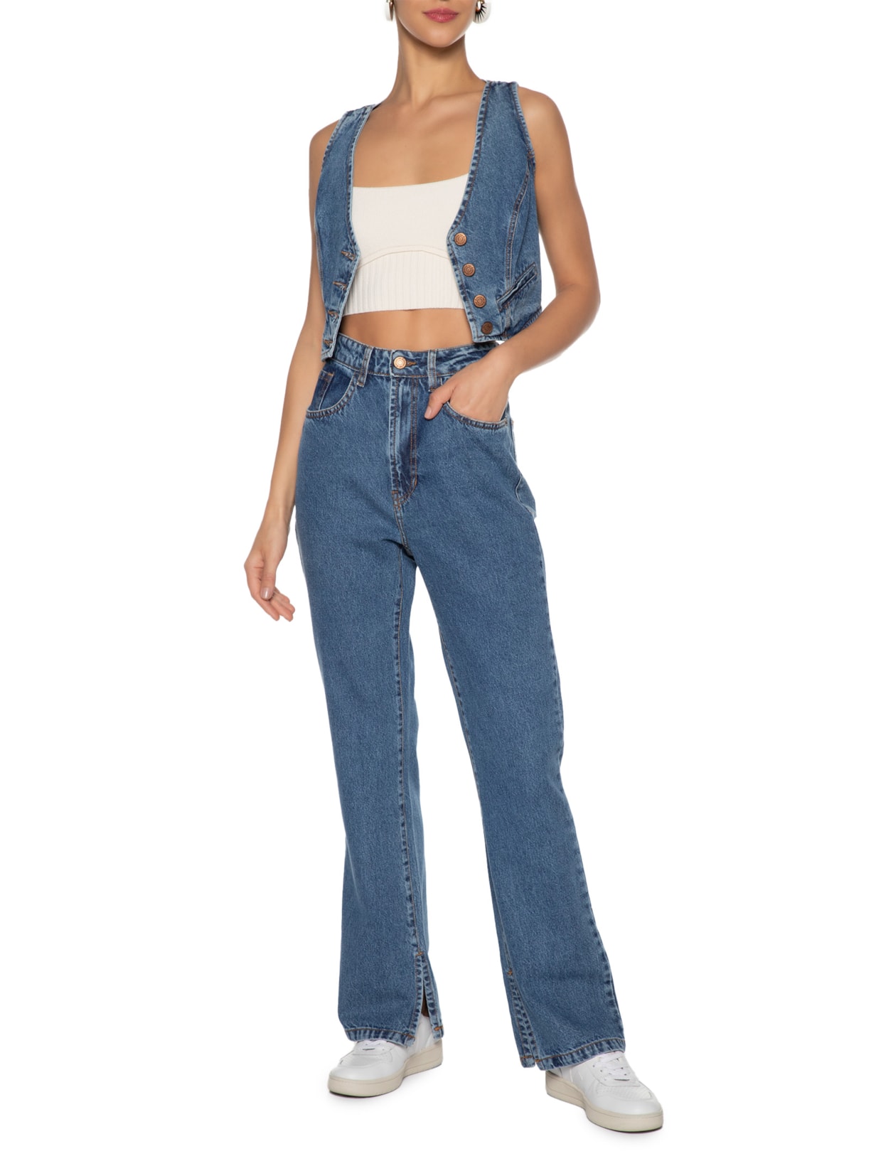 Top Tricot Bojo Marcado Bege Dress To