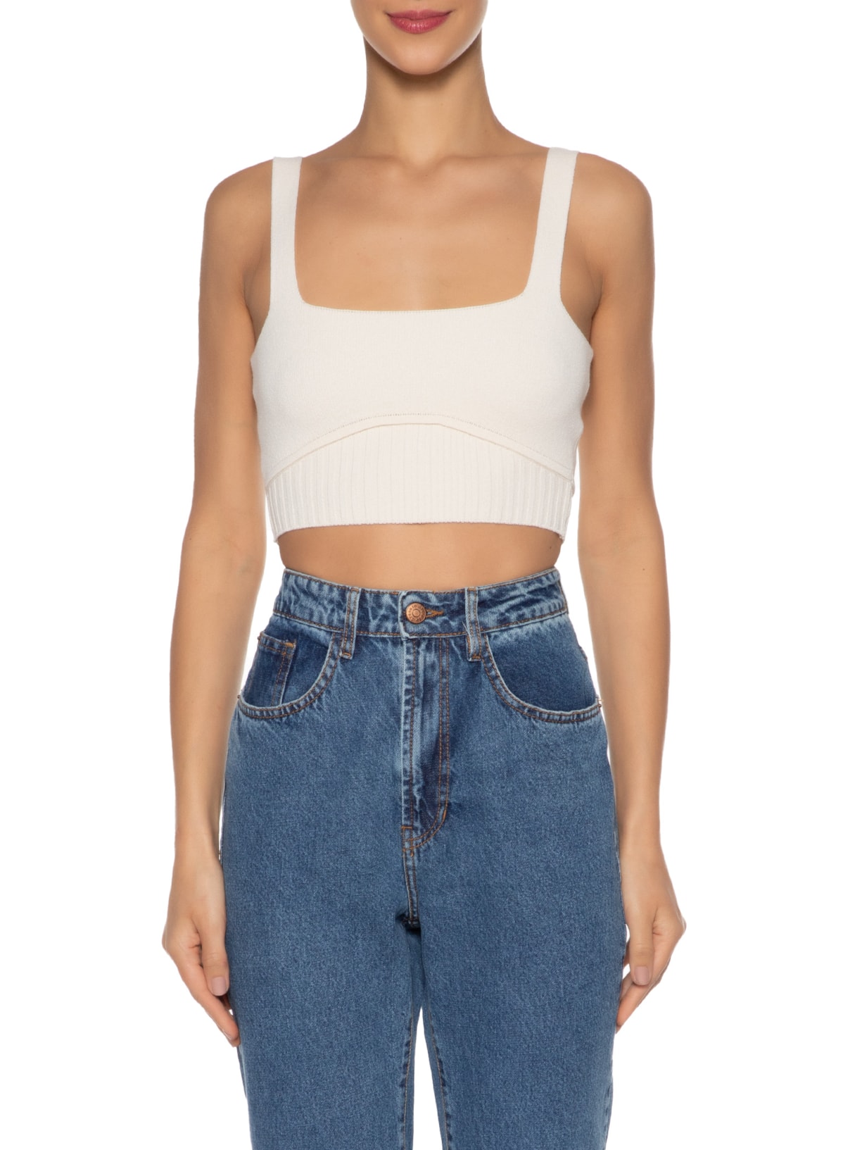 Top Tricot Bojo Marcado Bege Dress To