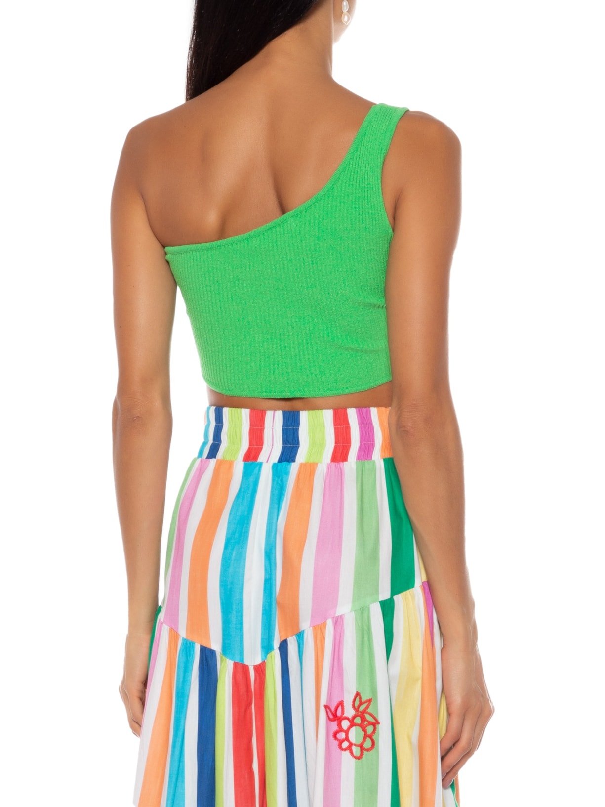 Top Tricot Canelado Recorte Verde Dress To
