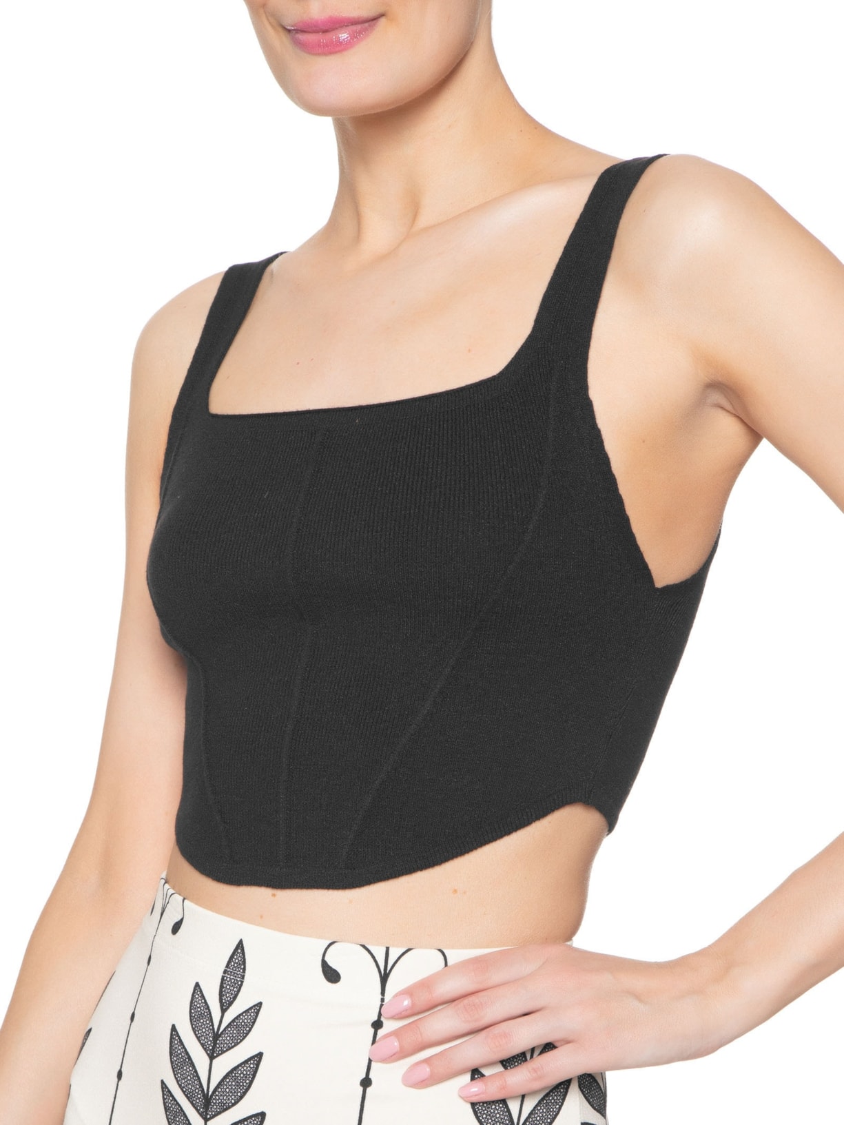 Top Tricot Corselet Preto Farm