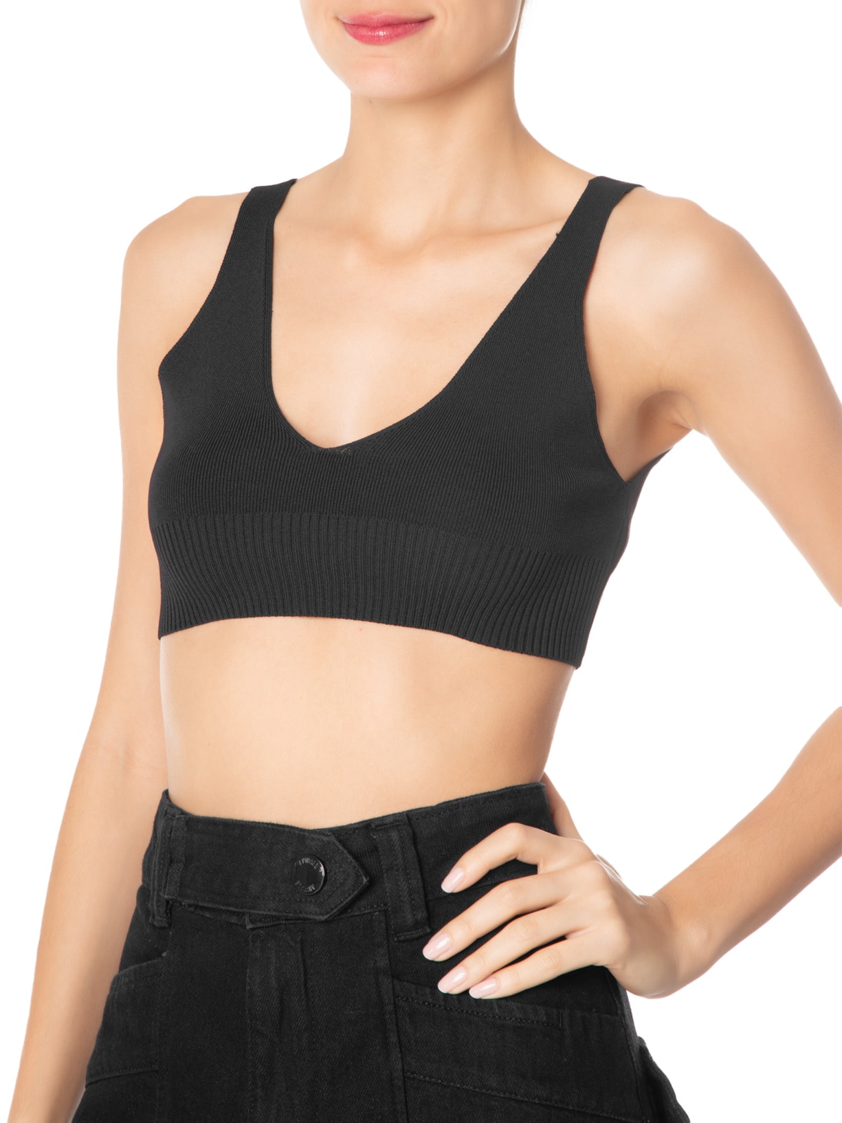 Top Tricot Intimates Preto Animale