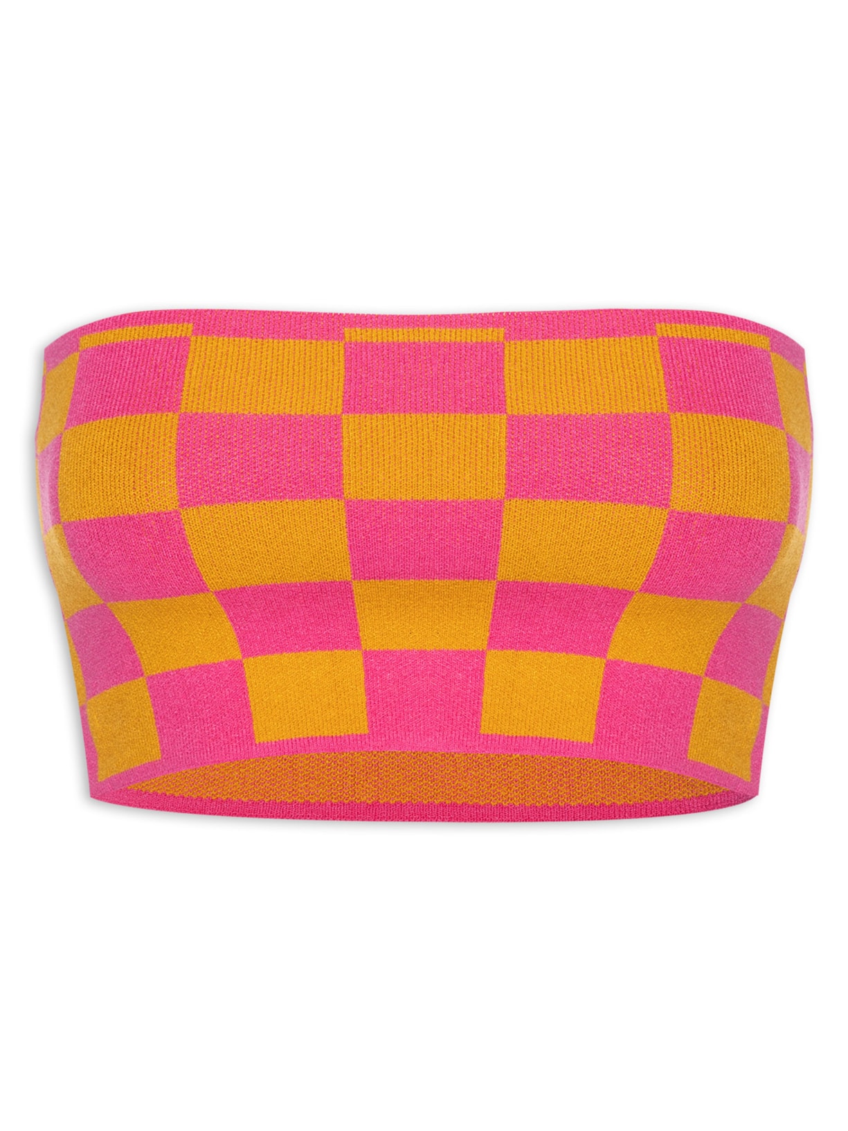 Top Tricot Jacquard Xadrezinho - Laranja