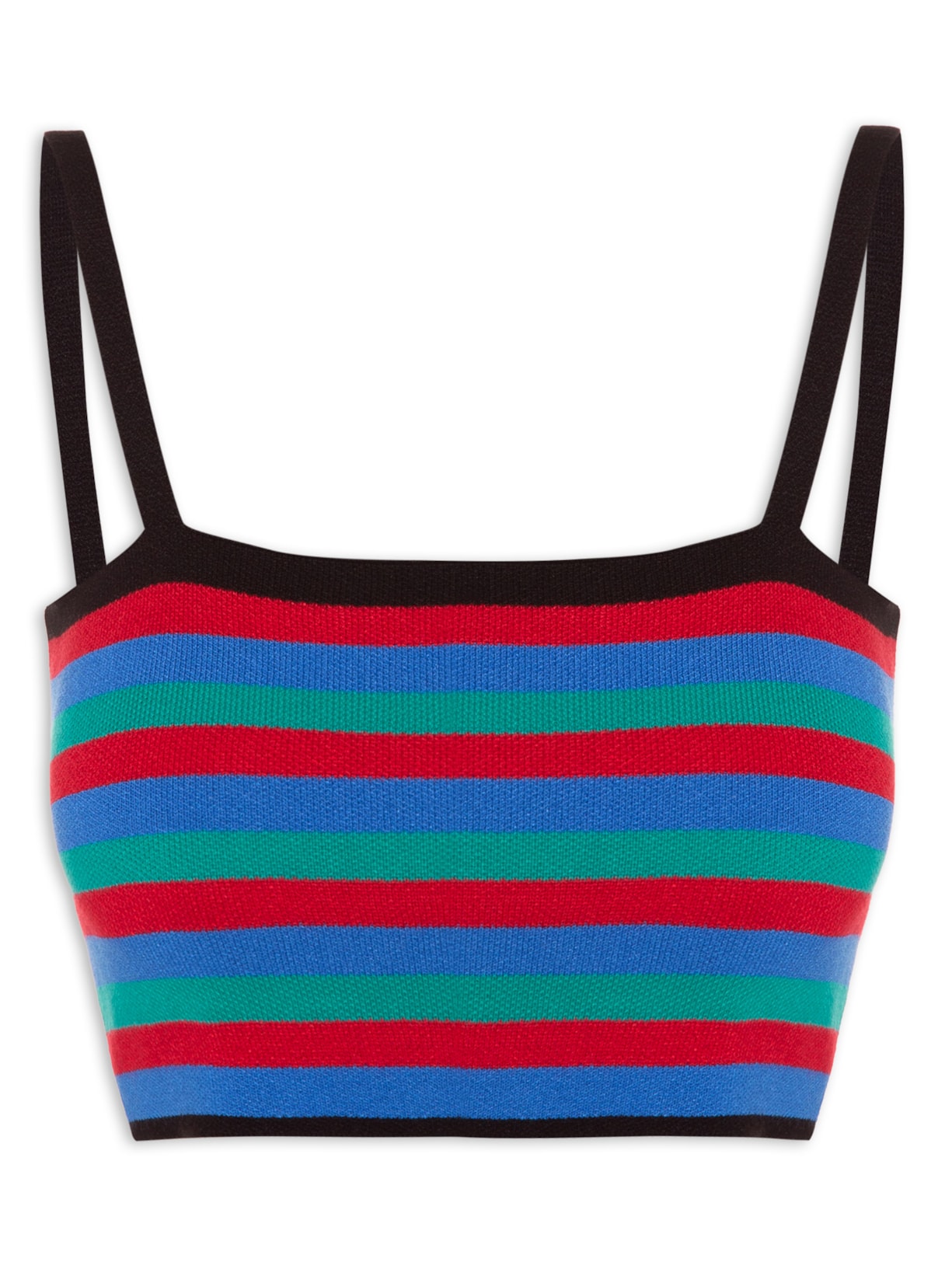 Top Tricot Listra Alça Fina - Preto