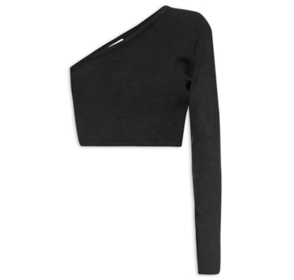 Top Tricot Ombro Só - Preto