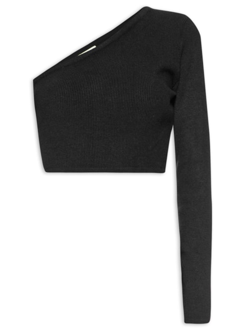 Top Tricot Ombro Só - Preto