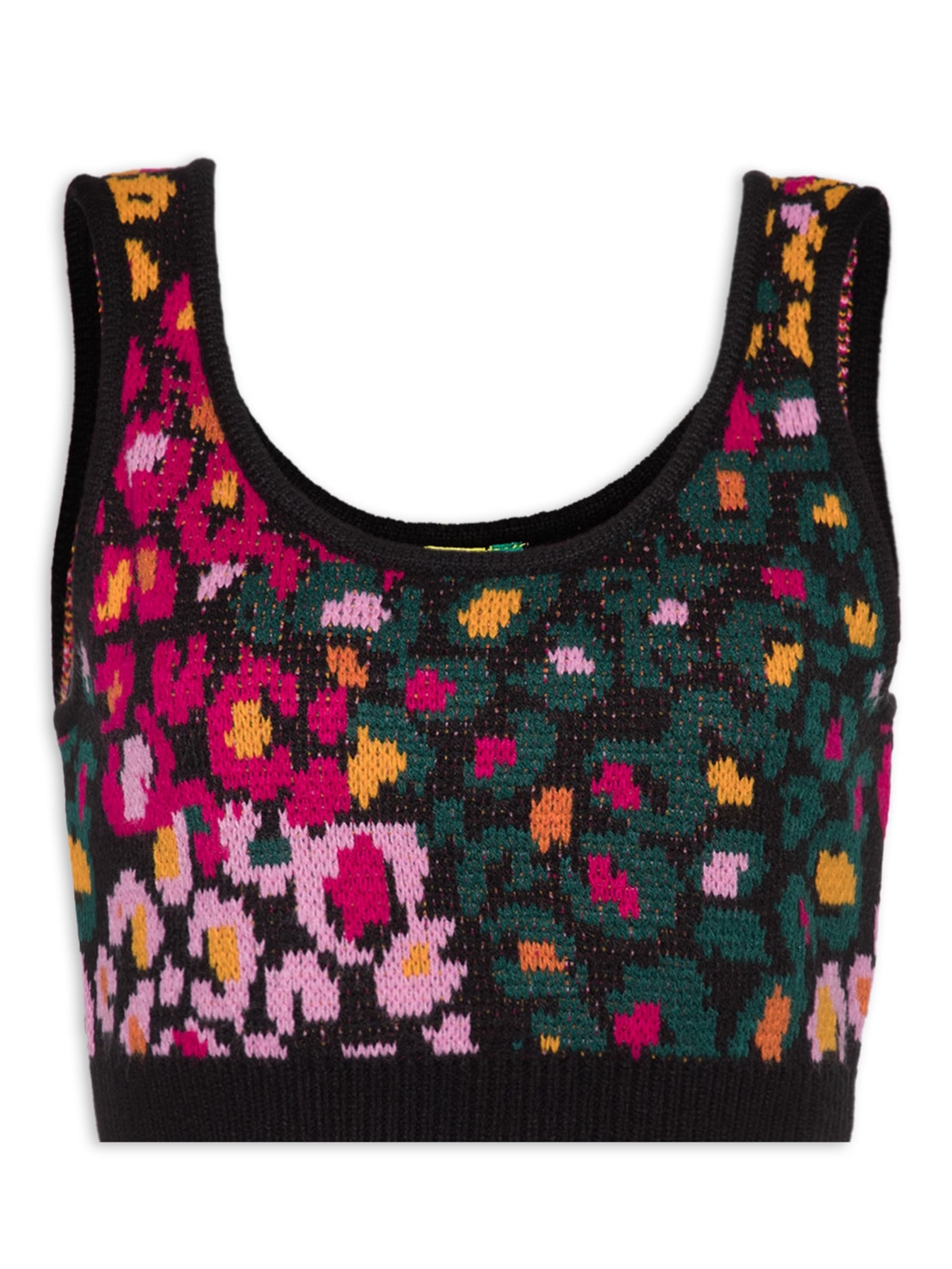 Top Tricot Oncinha Flor de Banana Preto Farm