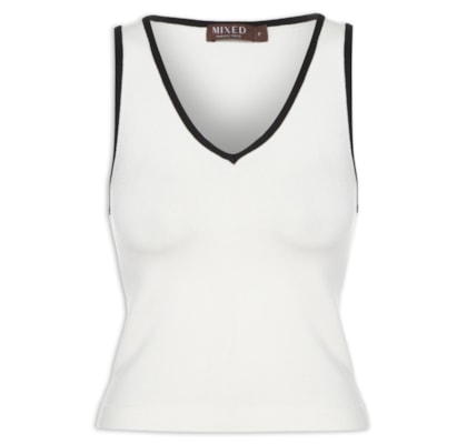 Top Tricot Pati Bicolor - Branco