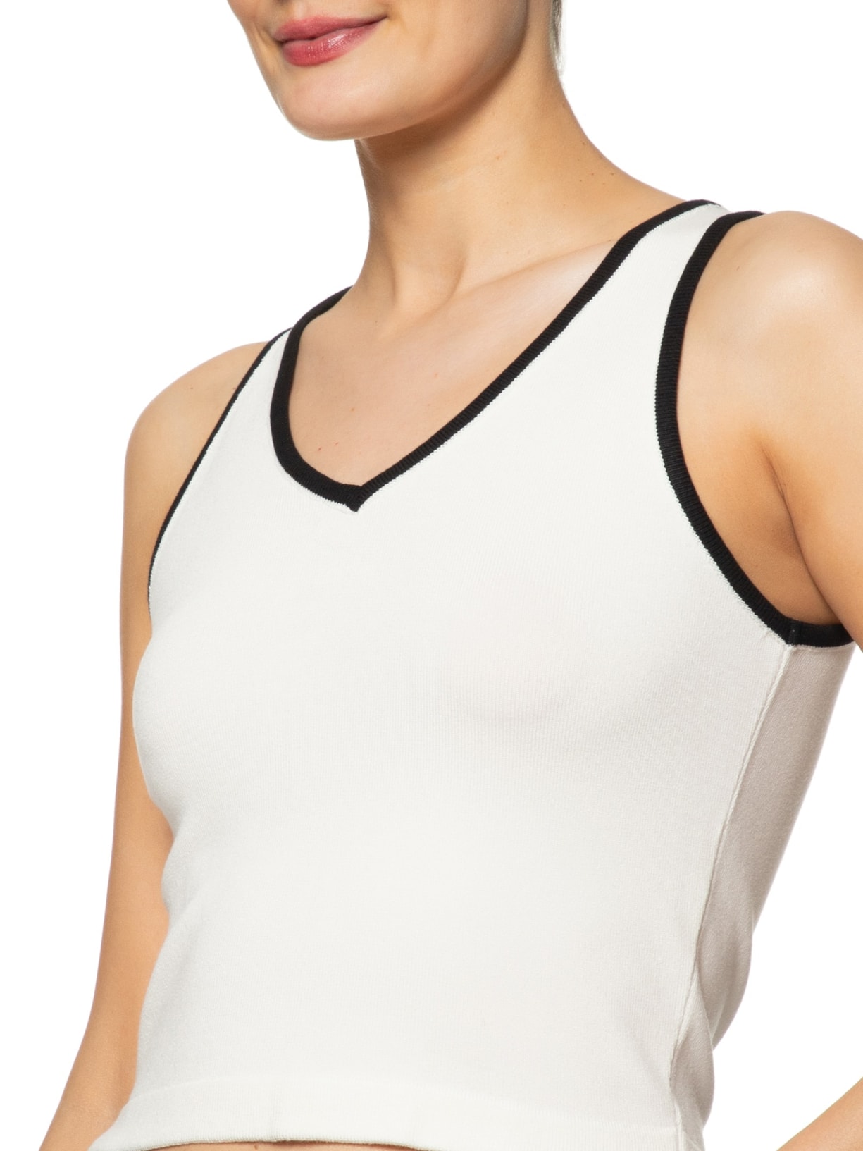 Top Tricot Pati Bicolor Branco Mixed