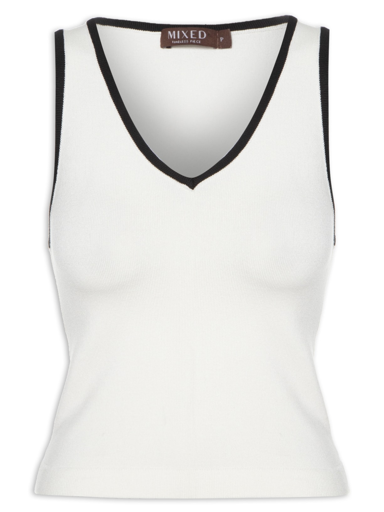 Top Tricot Pati Bicolor Branco Mixed