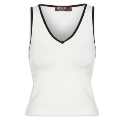Top Tricot Pati Bicolor - Branco