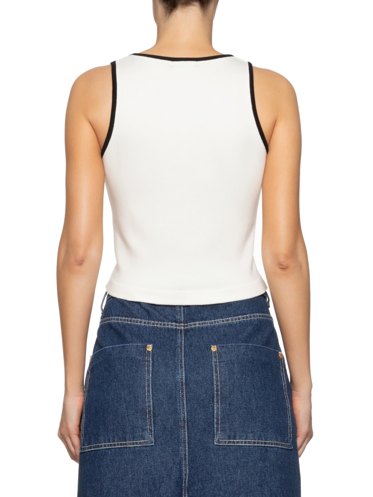 Top Tricot Pati Bicolor Branco Mixed