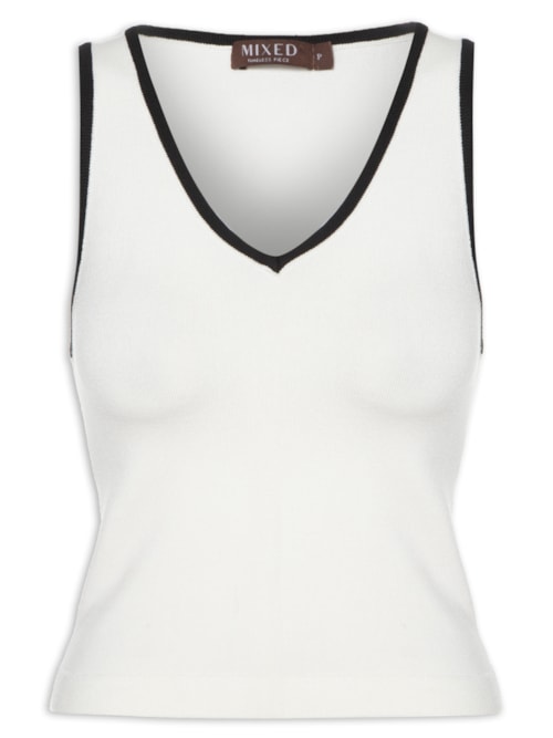 Top Tricot Pati Bicolor - Branco