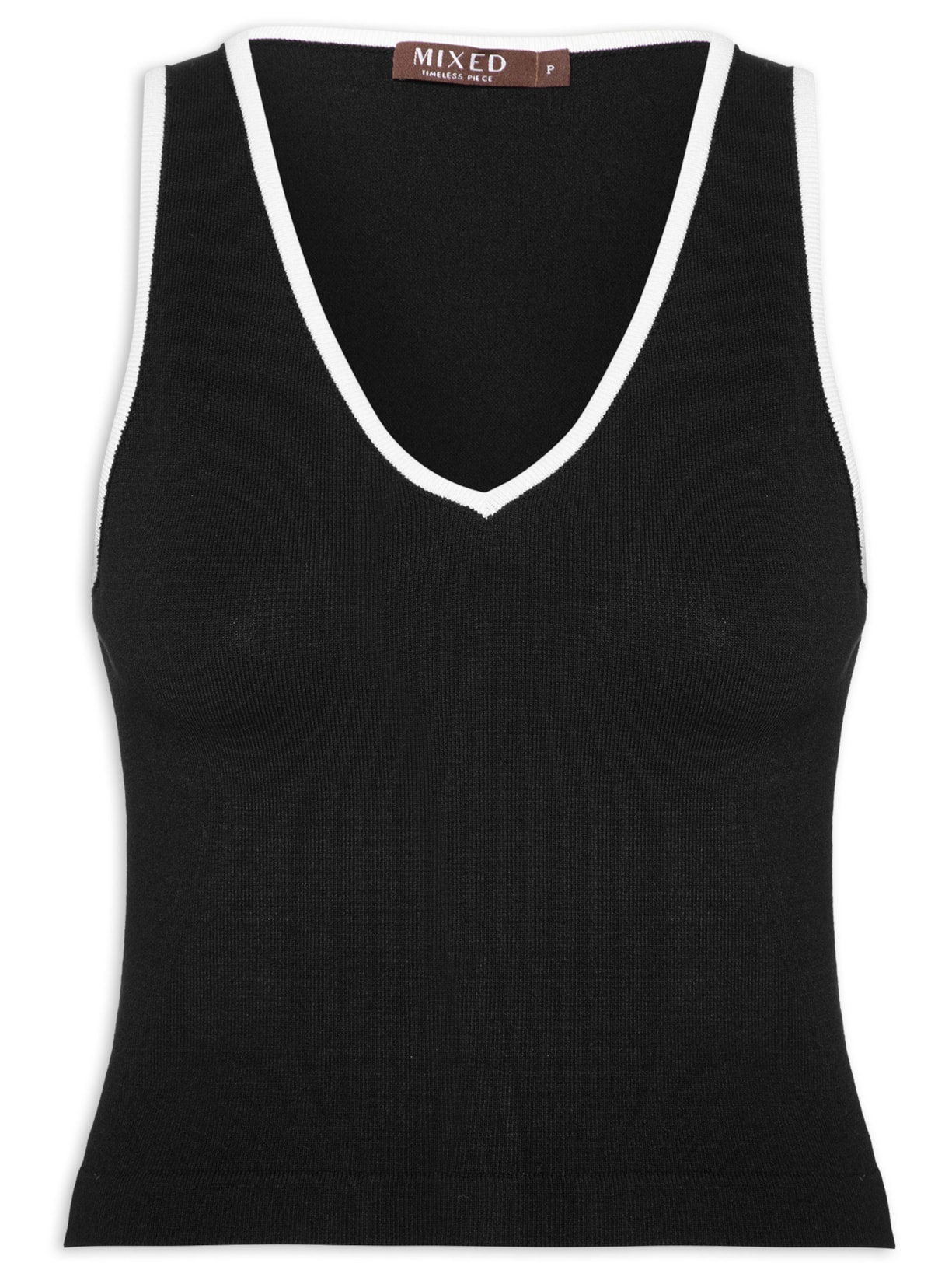 Top Tricot Pati Bicolor Preto Mixed