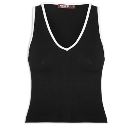 Top Tricot Pati Bicolor - Preto