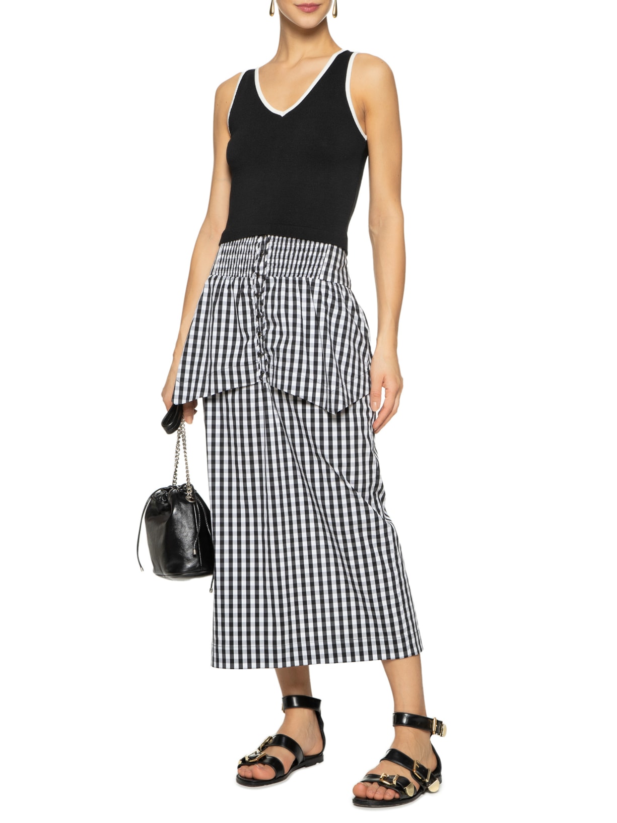 Top Tricot Pati Bicolor Preto Mixed