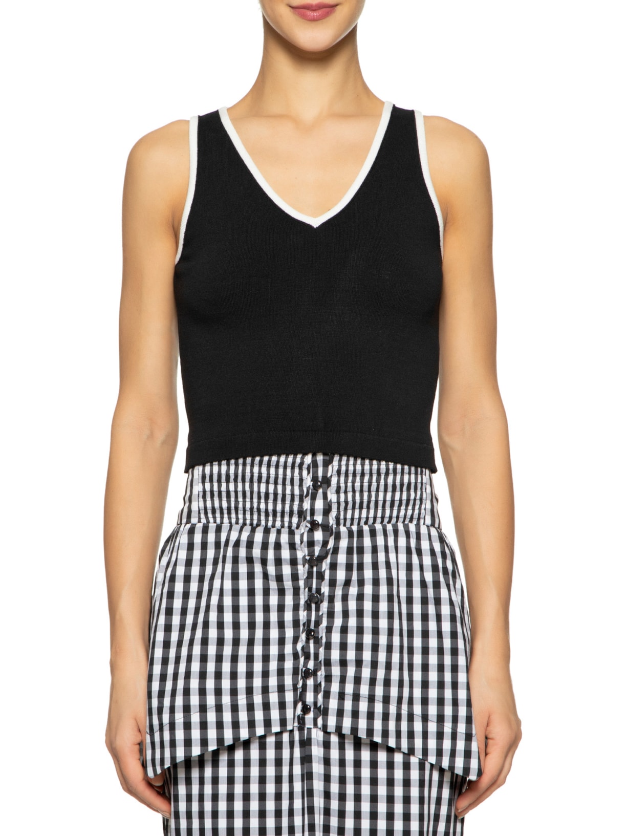 Top Tricot Pati Bicolor Preto Mixed