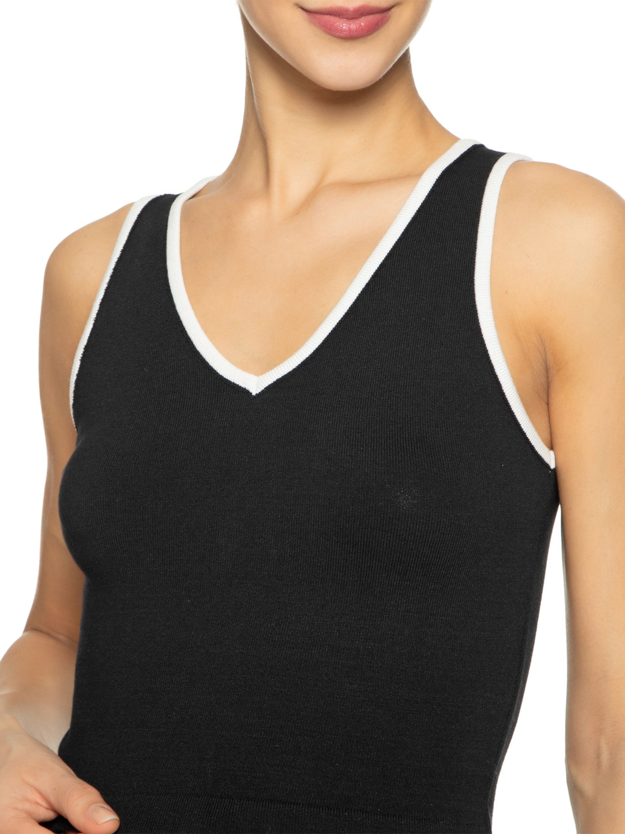 Top Tricot Pati Bicolor Preto Mixed