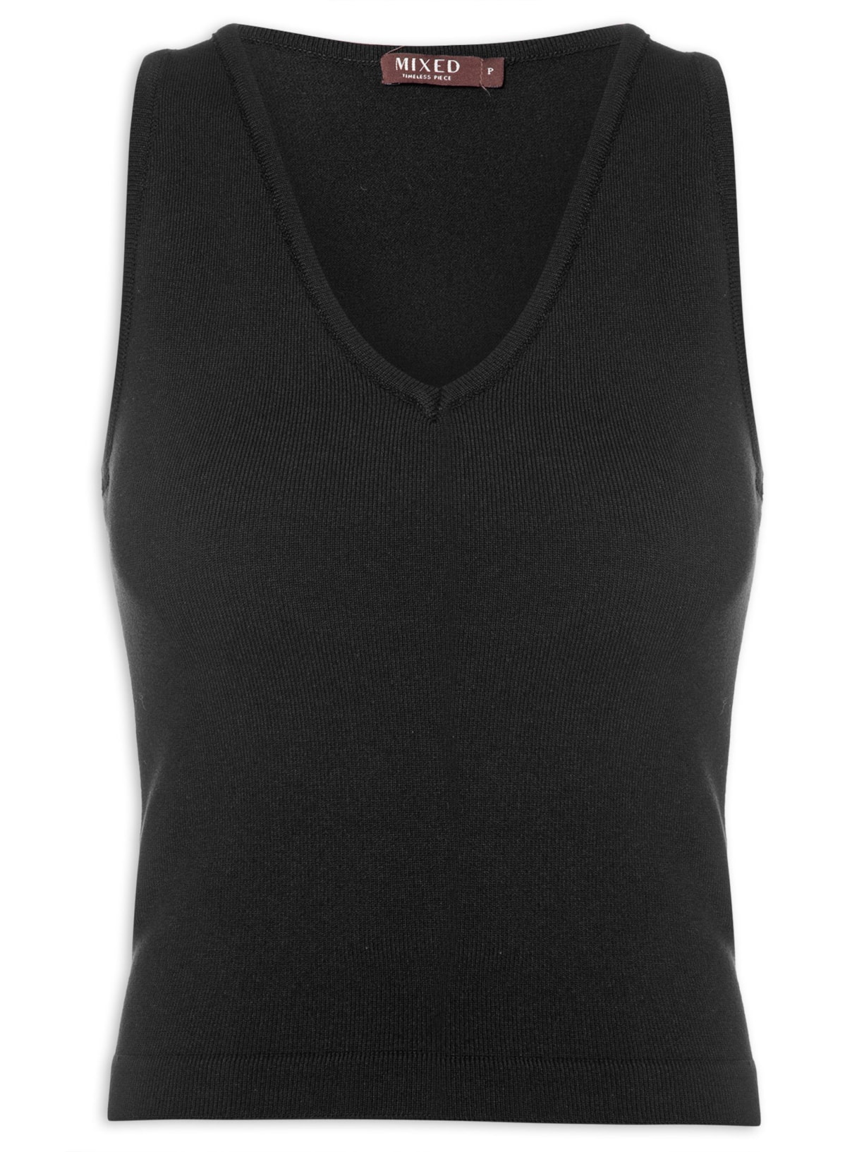 Top Tricot Pati Gola V Preto Mixed