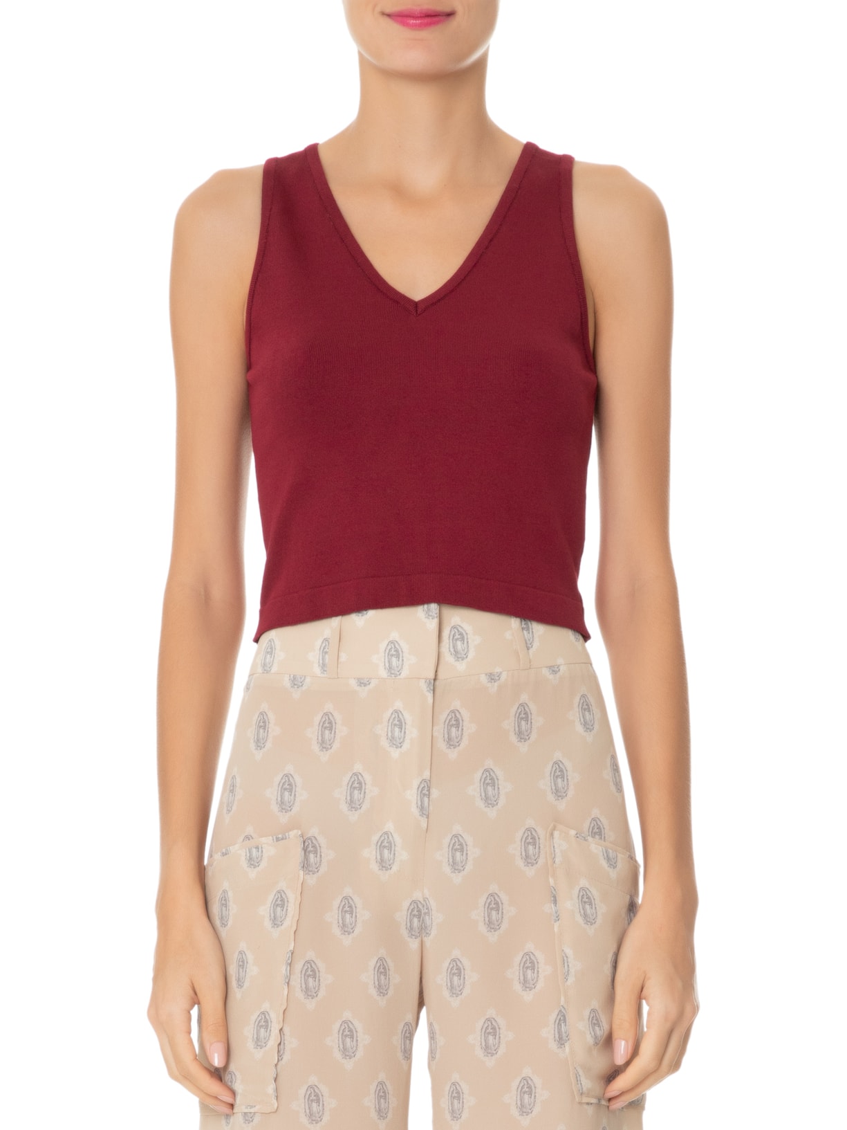 Top Tricot Pati Gola V Vermelho Mixed