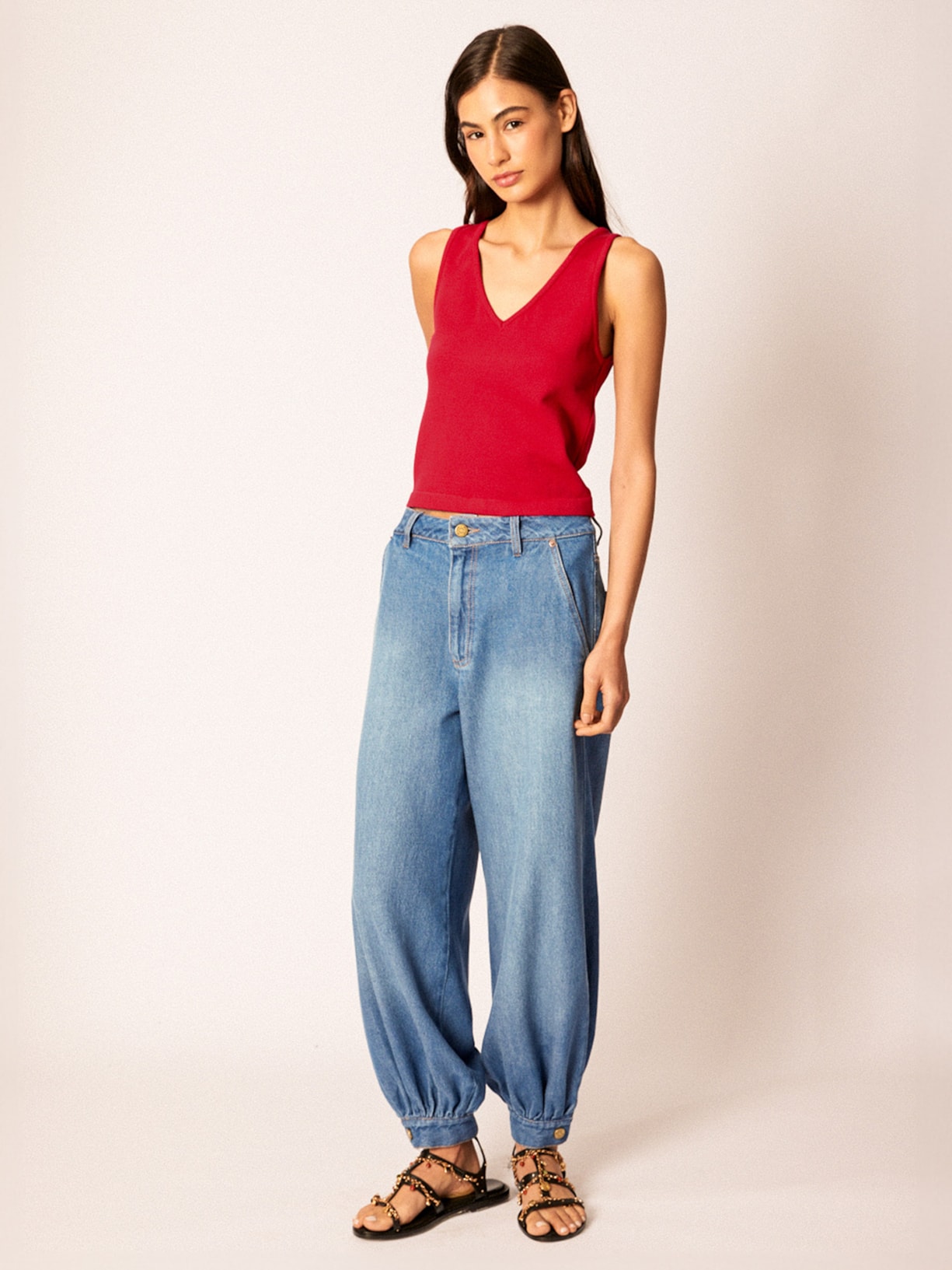 Top Tricot Pati V V26 Vermelho Mixed
