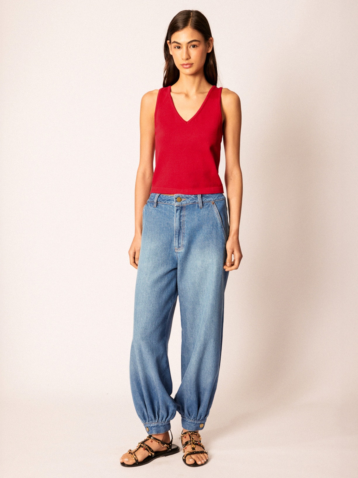 Top Tricot Pati V V26 Vermelho Mixed