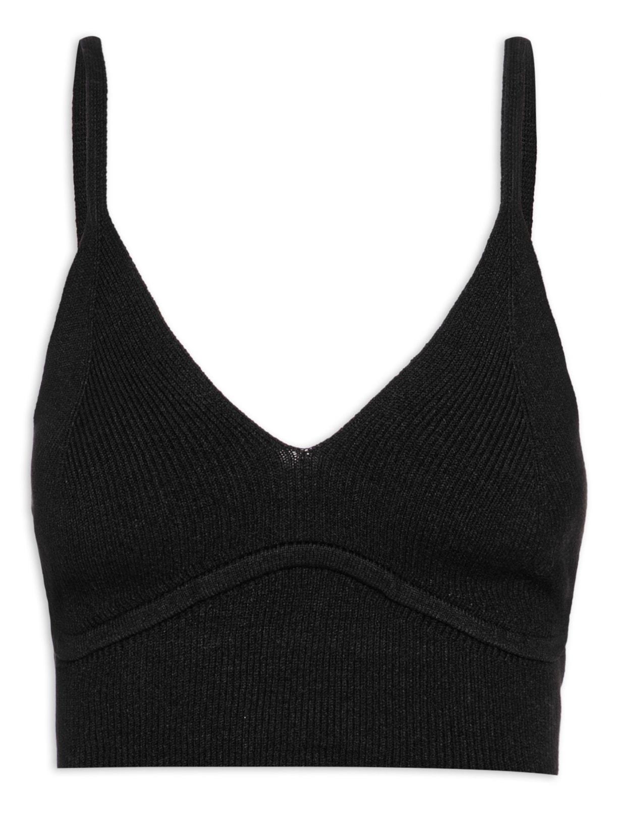 Top Tricot Recorte Busto - Preto