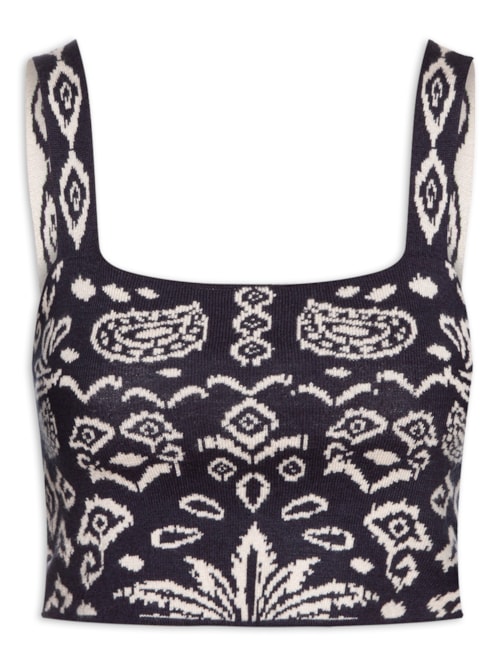 Top Tricot Tropikat - Preto