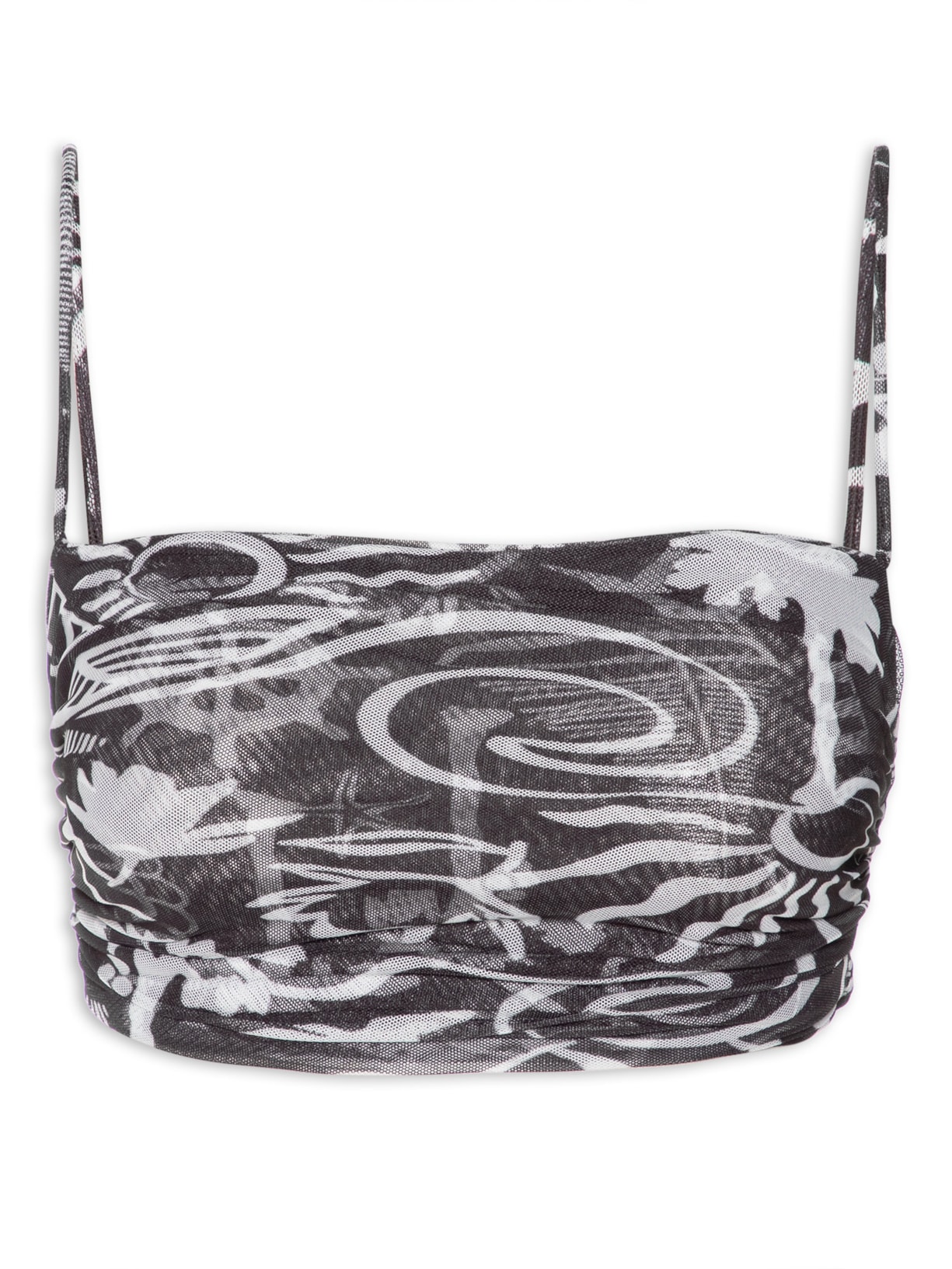 Top Tule Estampa Jangada - Preto