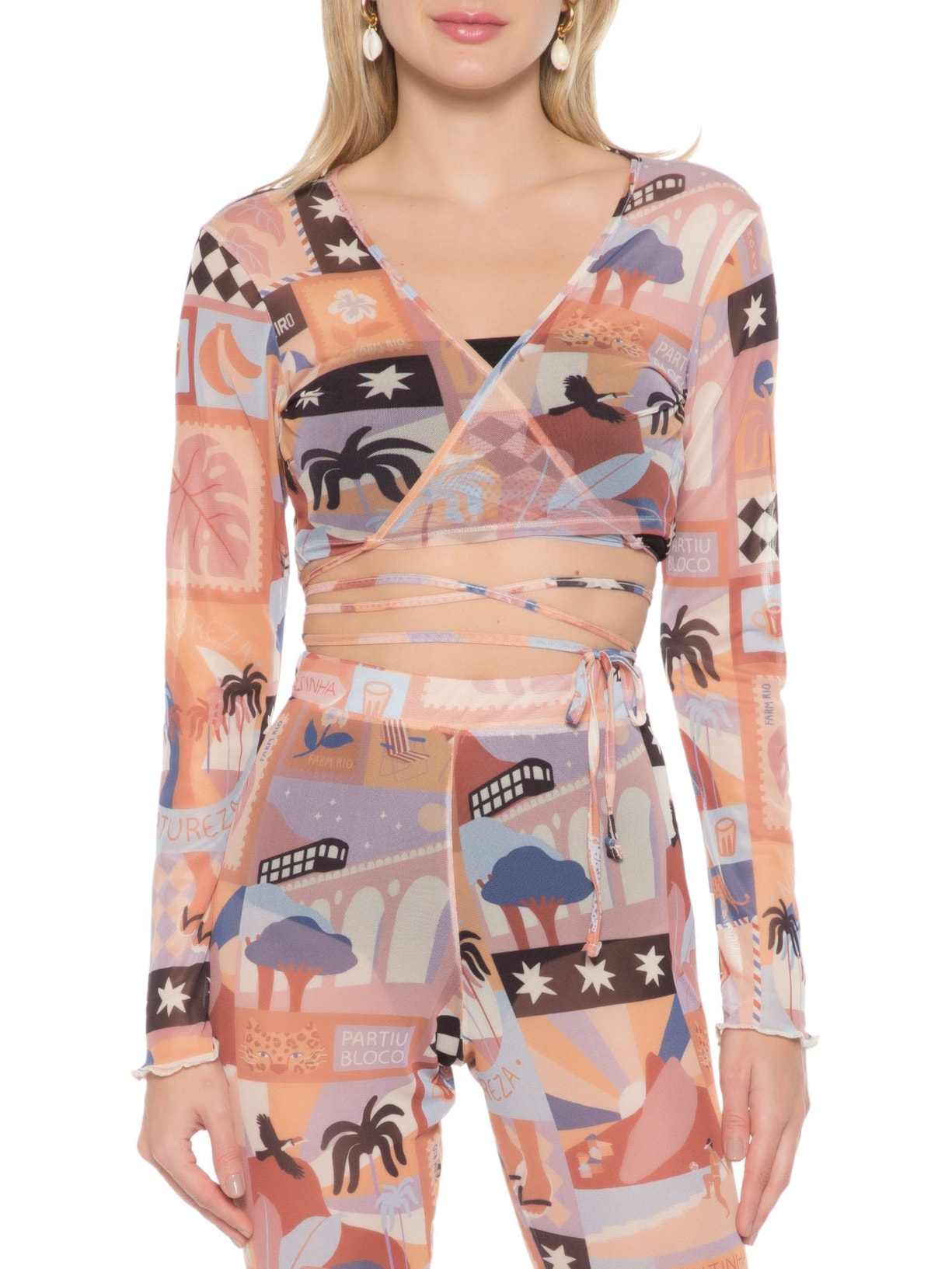 Top Tule Postal Carioca Bege Farm