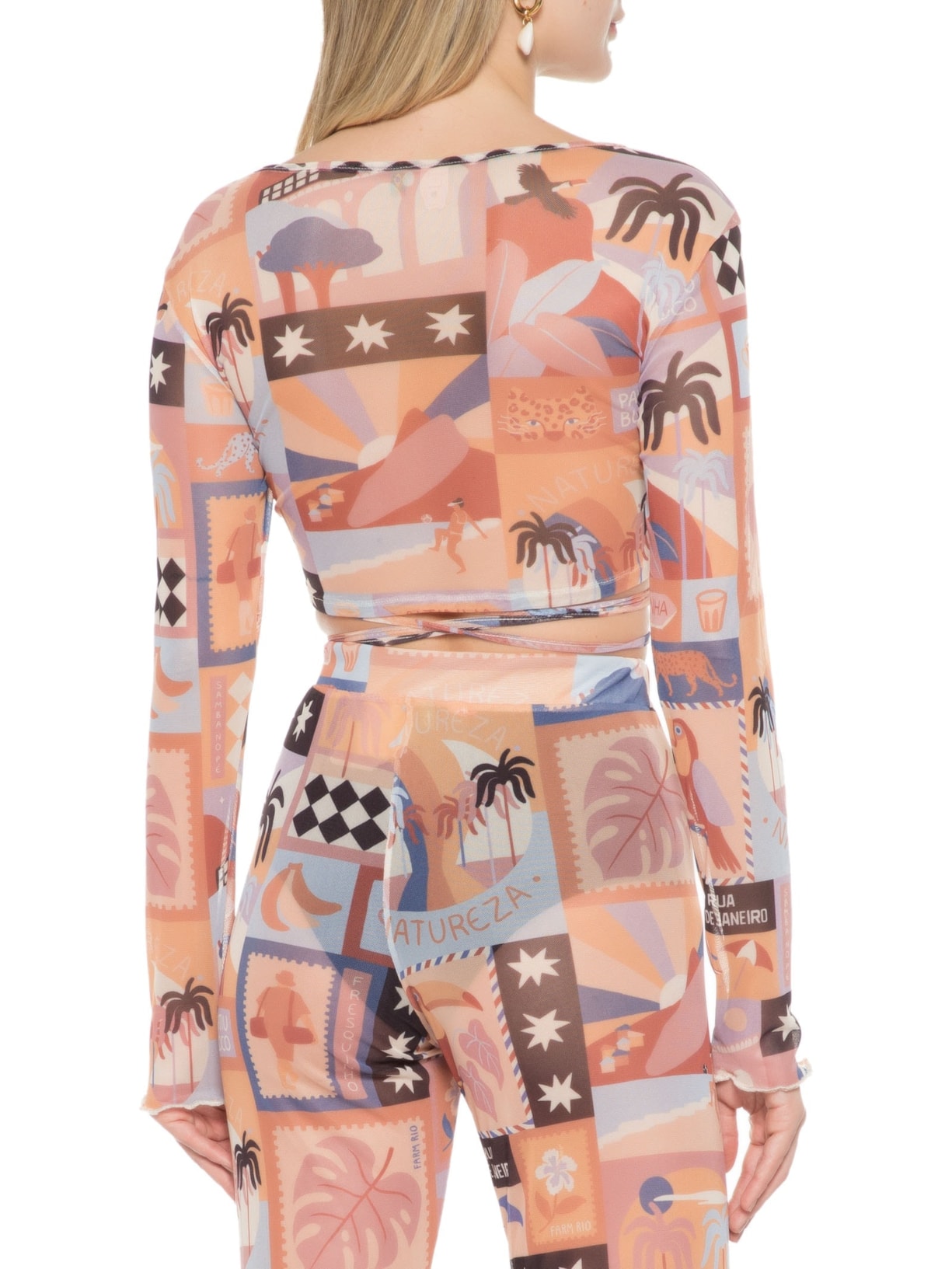 Top Tule Postal Carioca Bege Farm