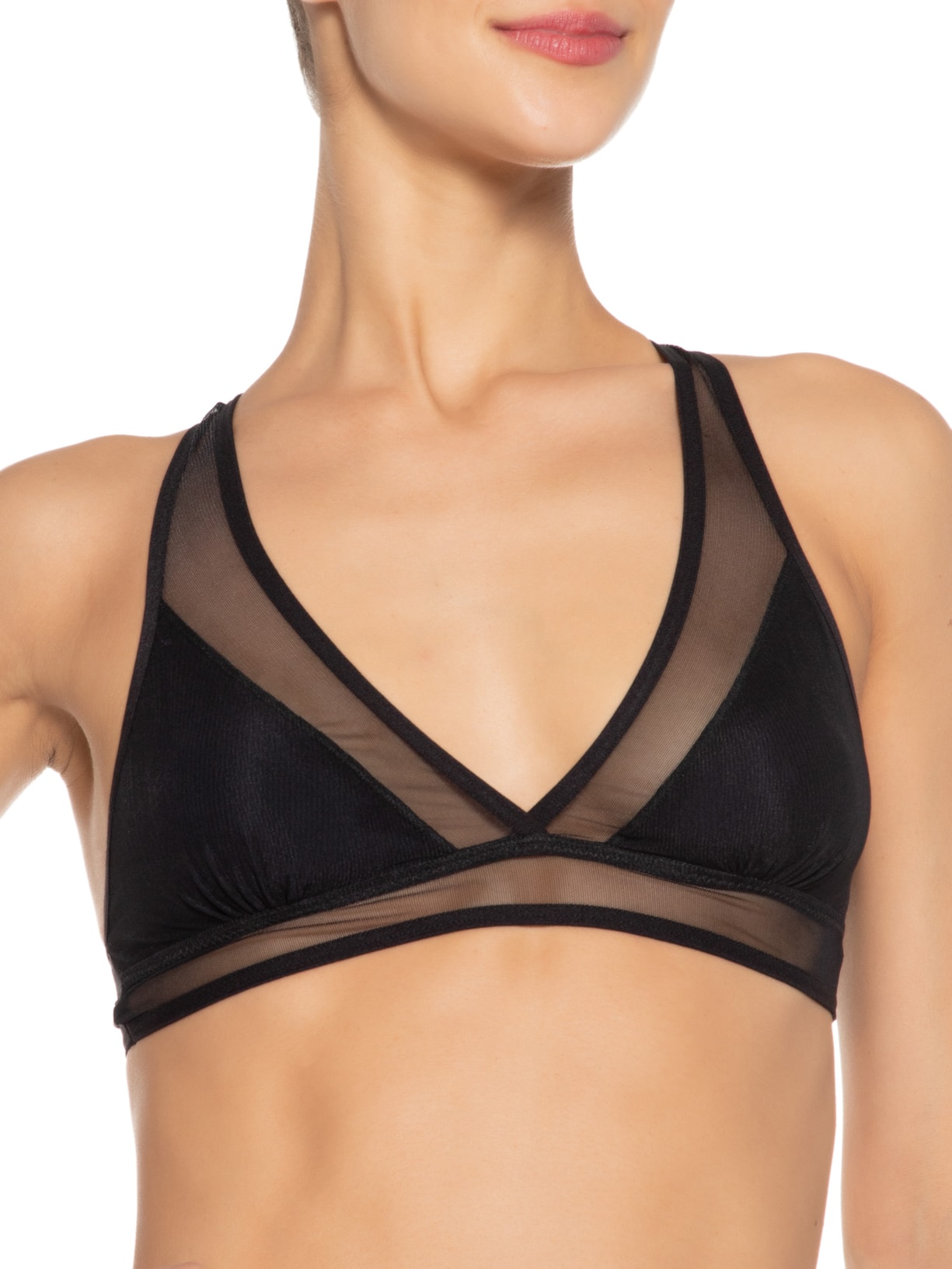 Top Tule Vazado Preto Animale