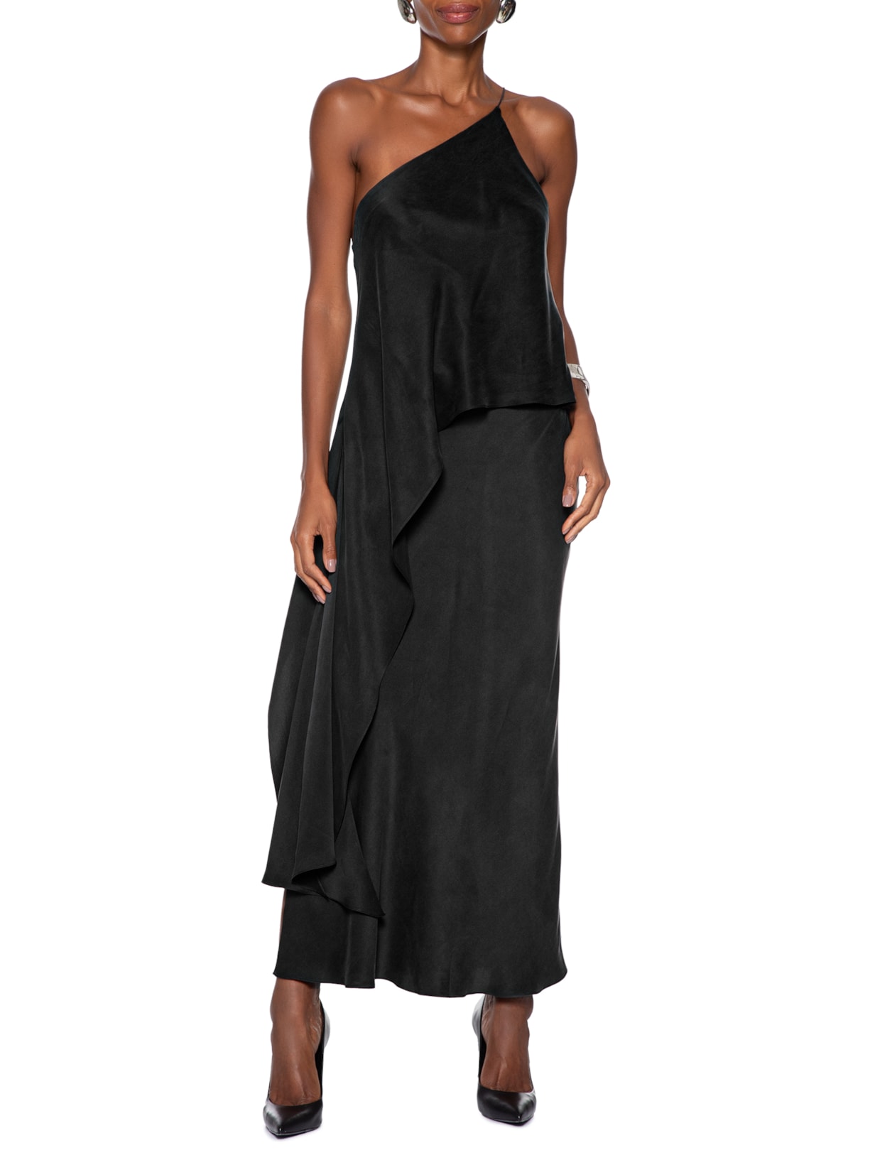 Top Um Ombro Assimétrico Preto Animale