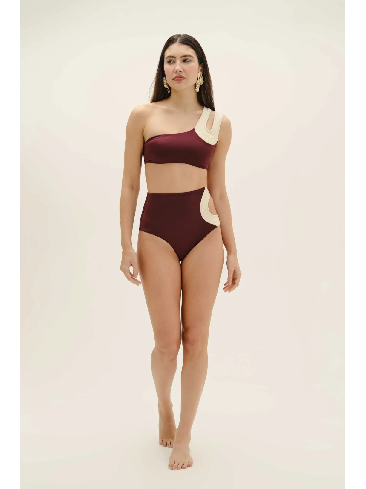 Top Um Ombro Só Contour Cabernet Vermelho Suntime