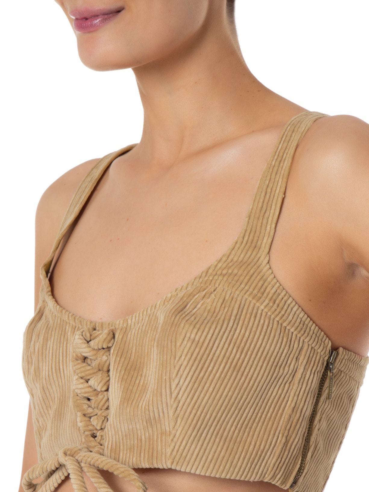 Top Veludo Street Bege Paula Raia
