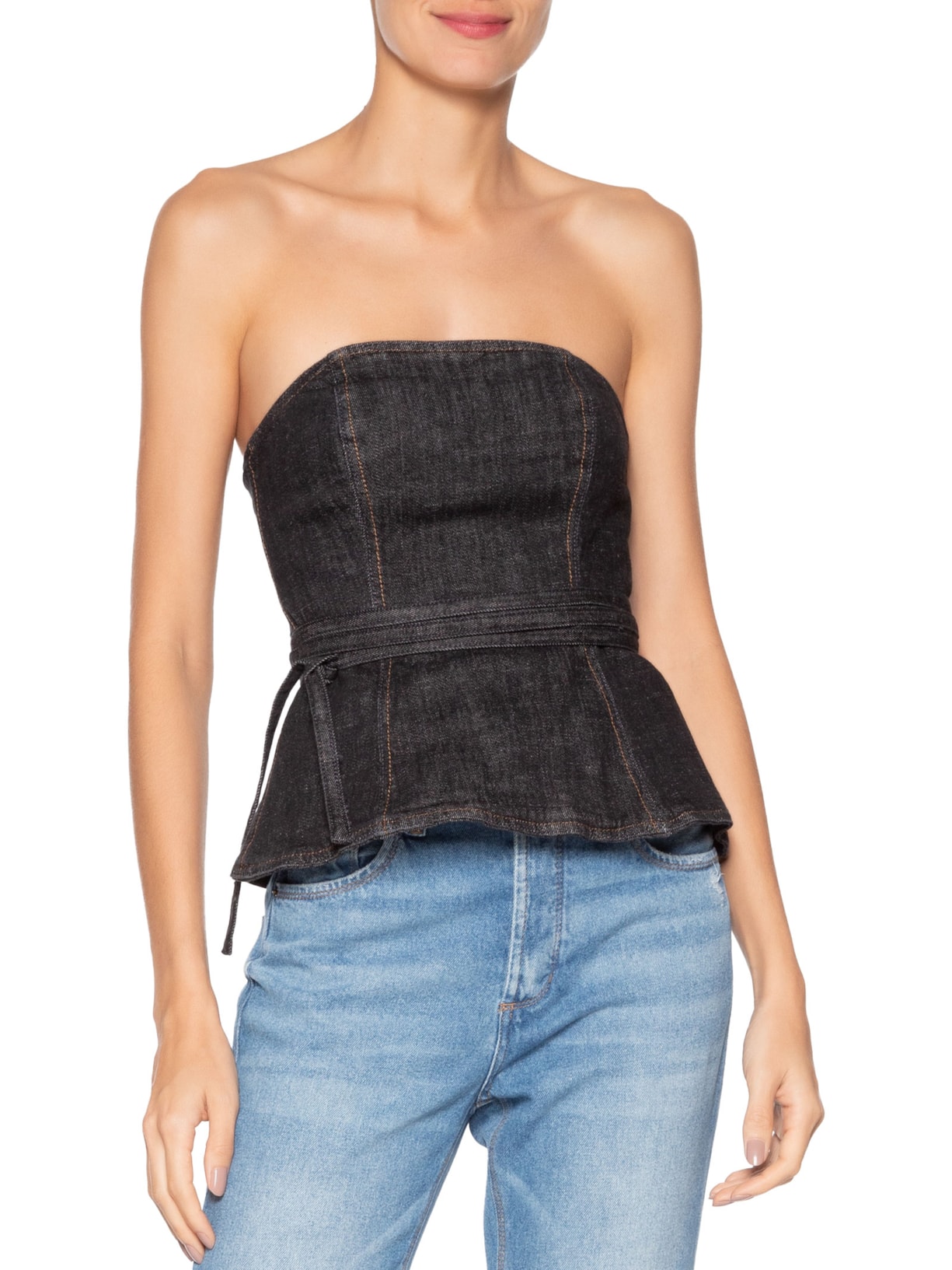 Top Vick Denim Preto Bo.bô