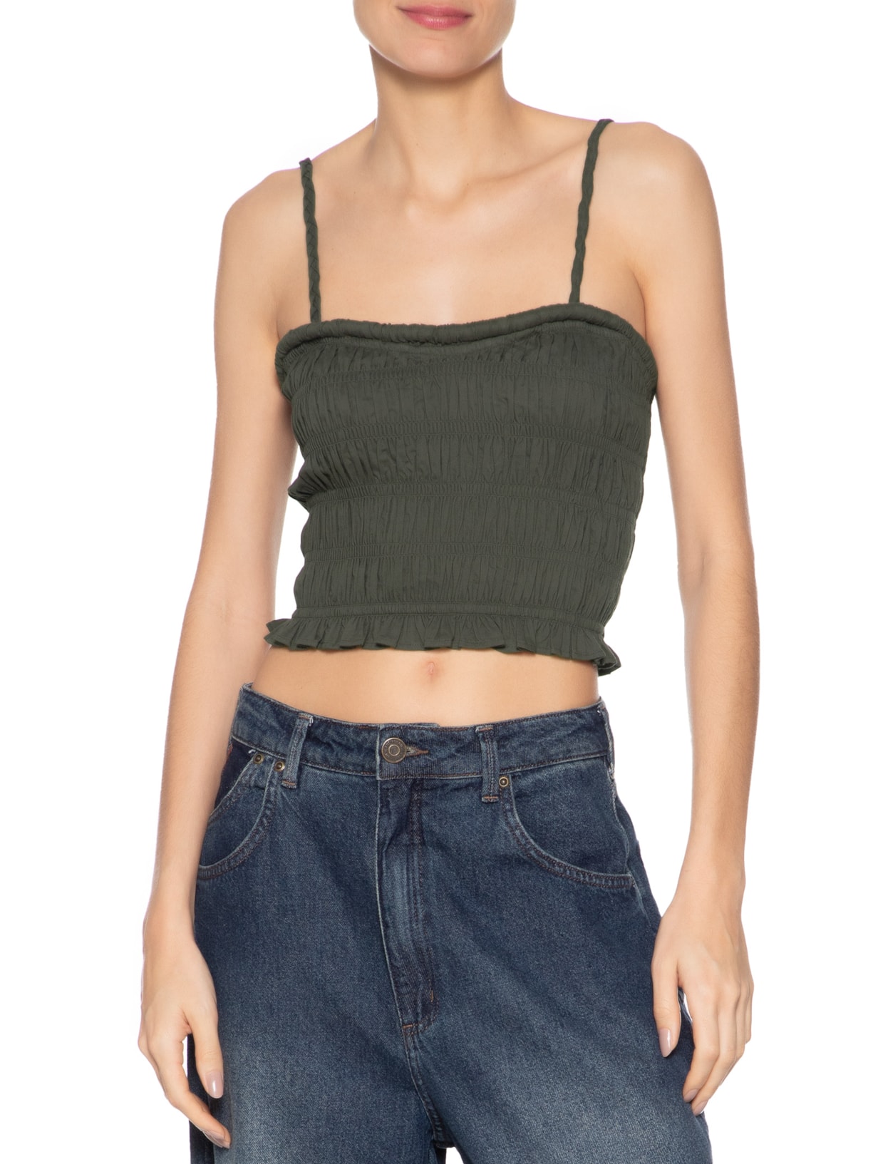 Top Voil Com Enchimento No Decote Cinza Animale Jeans