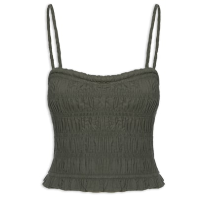 Top Voil Com Enchimento No Decote - Cinza