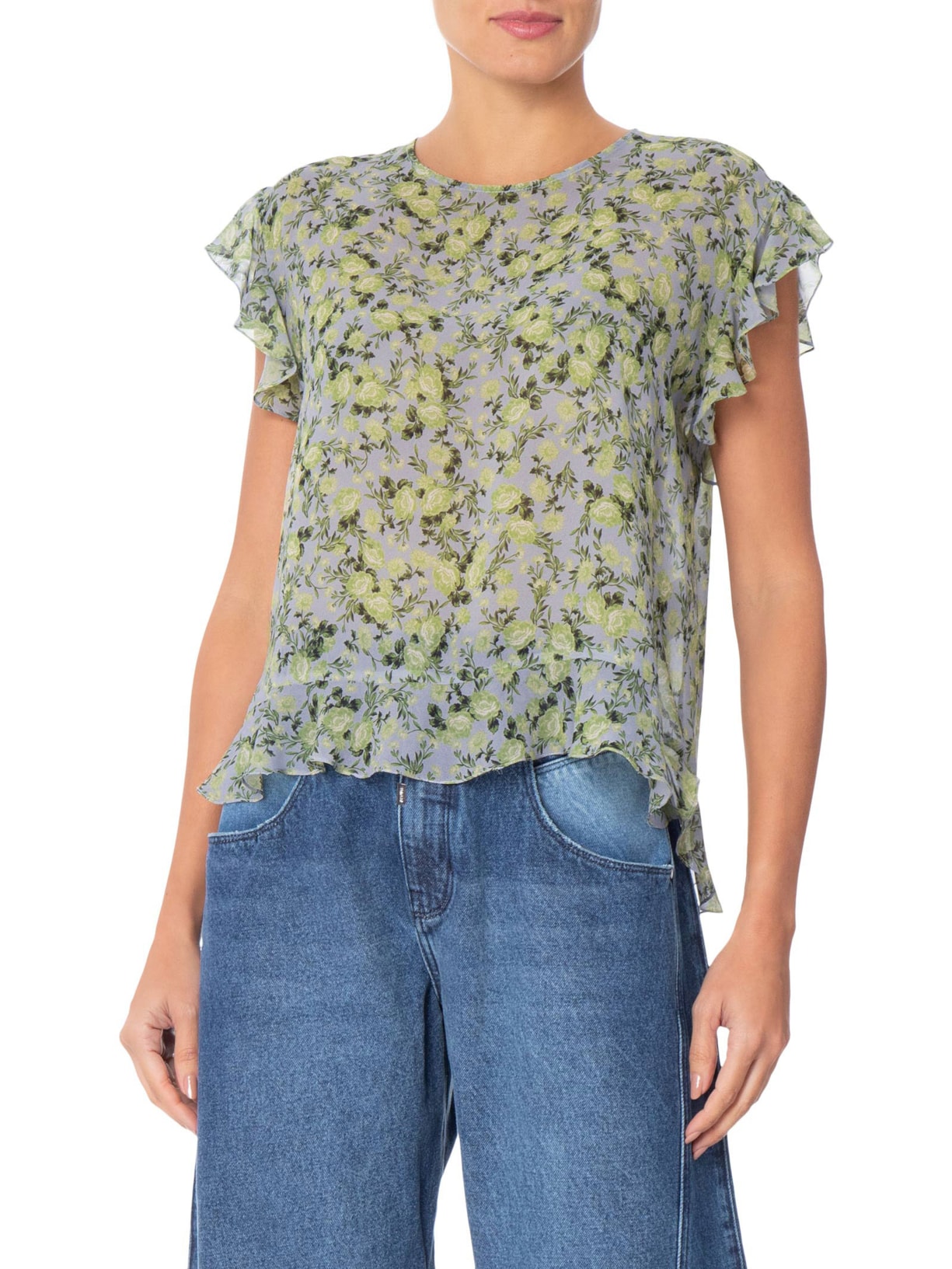 Top Wizzie Liberty Burle Gelo e Bamboo Azul Animale