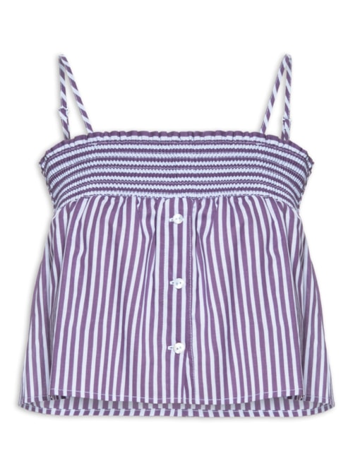 Topinho Feminino Cropped Voil Listrado - Roxo