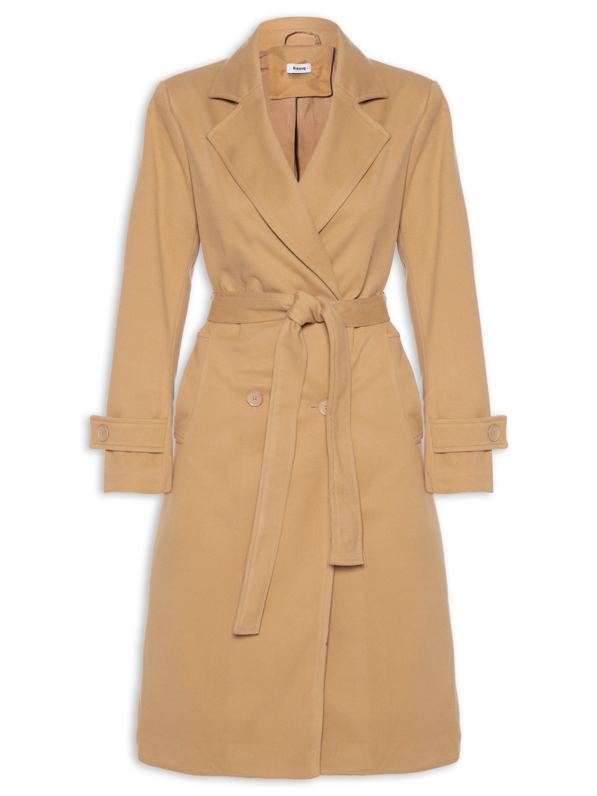 Trench Coat Feminino Com Cinto Bege Basiq
