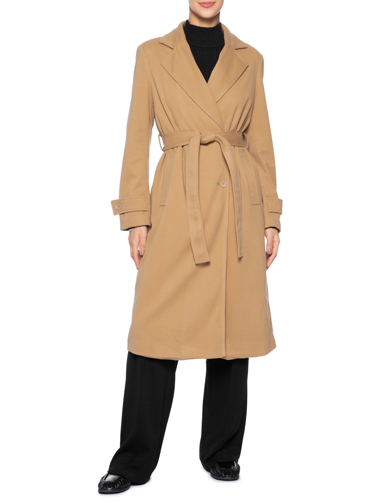 Trench Coat Feminino Com Cinto Bege Basiq