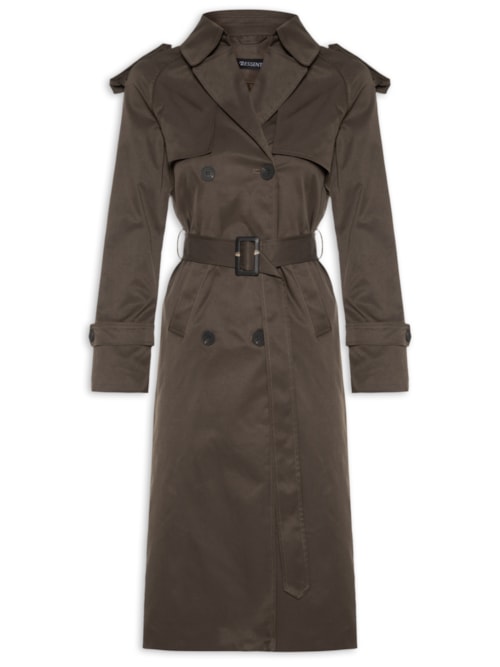 Trench Coat Feminino Com Cinto - Marrom